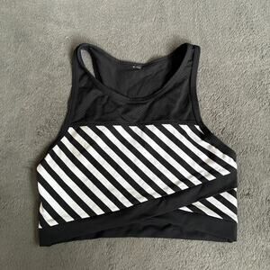 Lorna Jane Bonnie Black White Cropped Excel Tank Sports Bra Women's Size XS